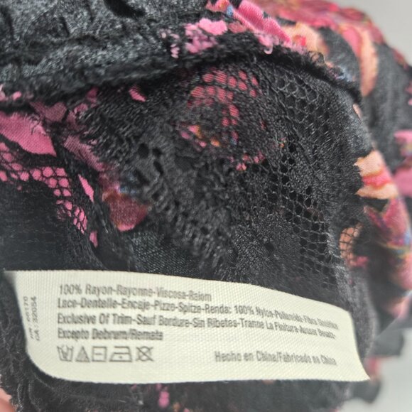 Intimately Free People Black Pink Lace Trapeze Voile Mini Slip Dress XS - Picture 8 of 12
